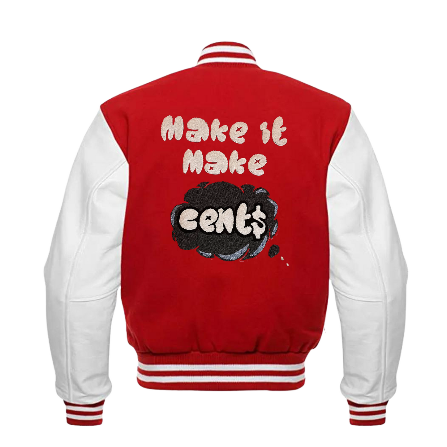 Make It Make Cent$ Letterman Jacket-Cherry