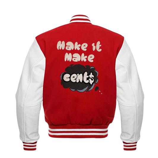 Make It Make Cent$ Letterman Jacket-Cherry