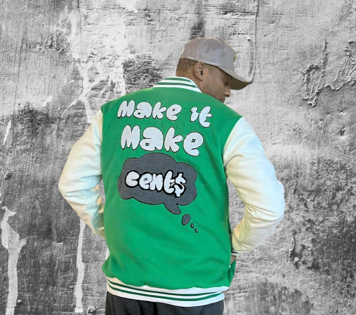 Make It Make Cent$ Letterman Jacket-Green Apple